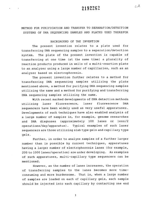Canadian Patent Document 2192262. Description 20070622. Image 1 of 20