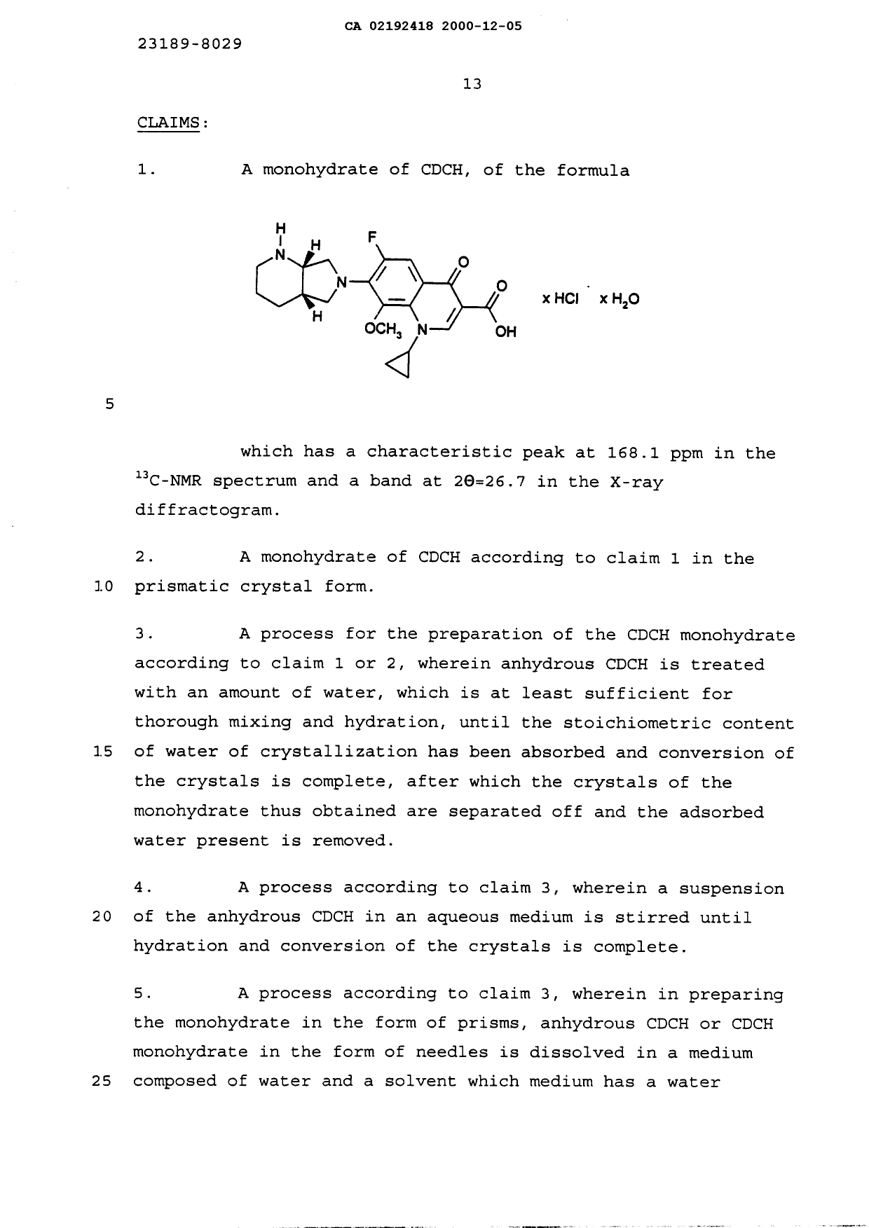 Canadian Patent Document 2192418. Claims 19991205. Image 1 of 2