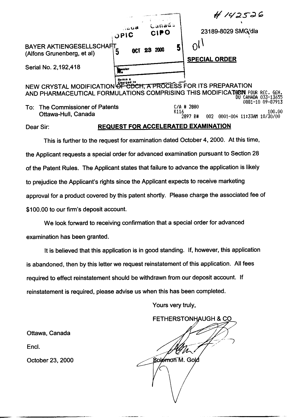 Canadian Patent Document 2192418. Prosecution-Amendment 19991223. Image 1 of 1
