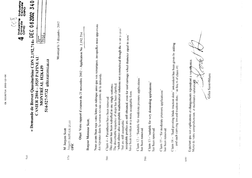 Document de brevet canadien 2192714. Poursuite-Amendment 20011206. Image 1 de 18