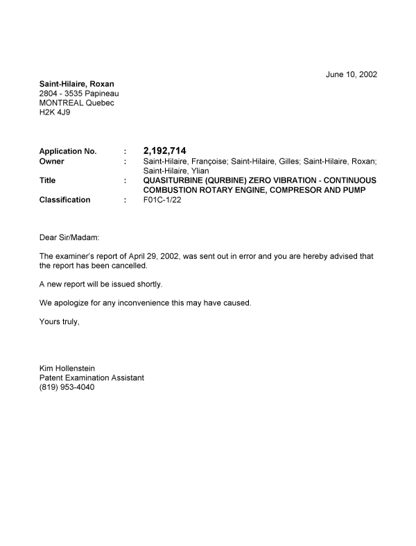 Canadian Patent Document 2192714. Correspondence 20011210. Image 1 of 1