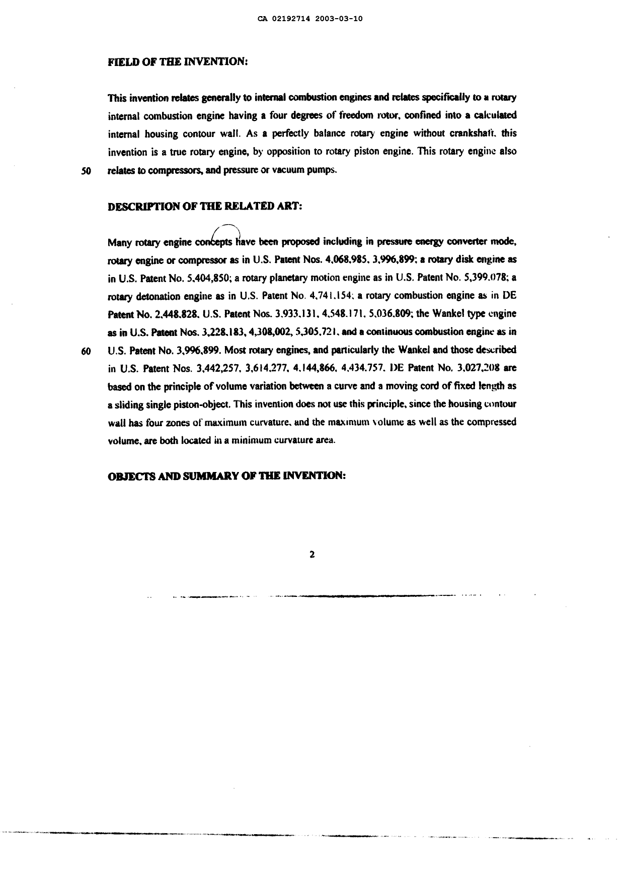 Document de brevet canadien 2192714. Description 20021210. Image 1 de 10