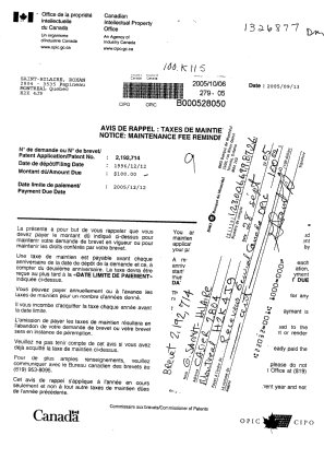 Document de brevet canadien 2192714. Taxes 20041206. Image 1 de 1