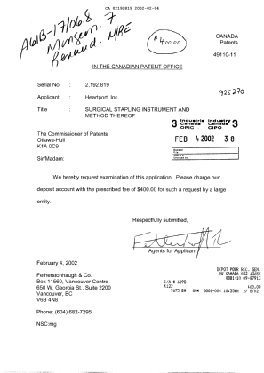 Document de brevet canadien 2192819. Poursuite-Amendment 20020204. Image 1 de 1