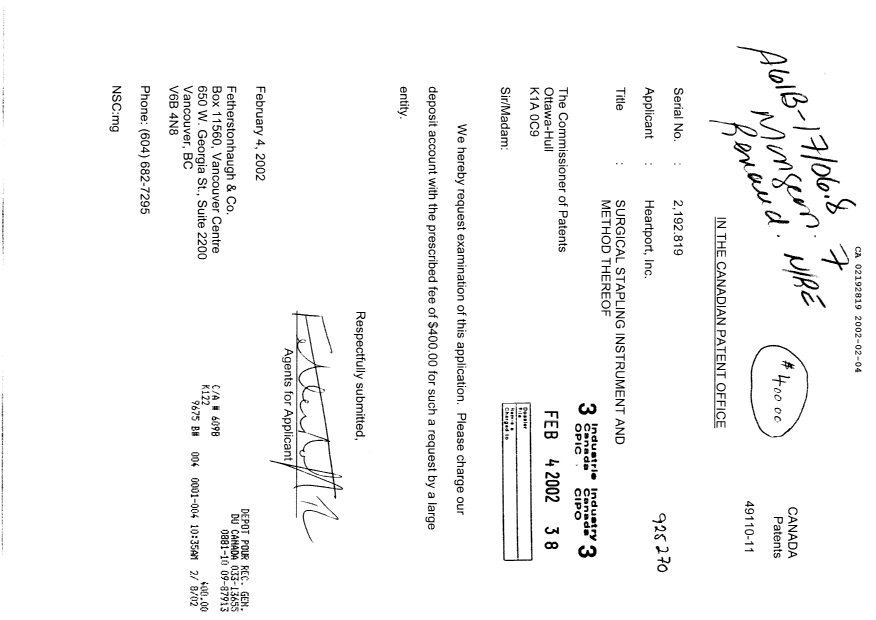 Document de brevet canadien 2192819. Poursuite-Amendment 20020204. Image 1 de 1