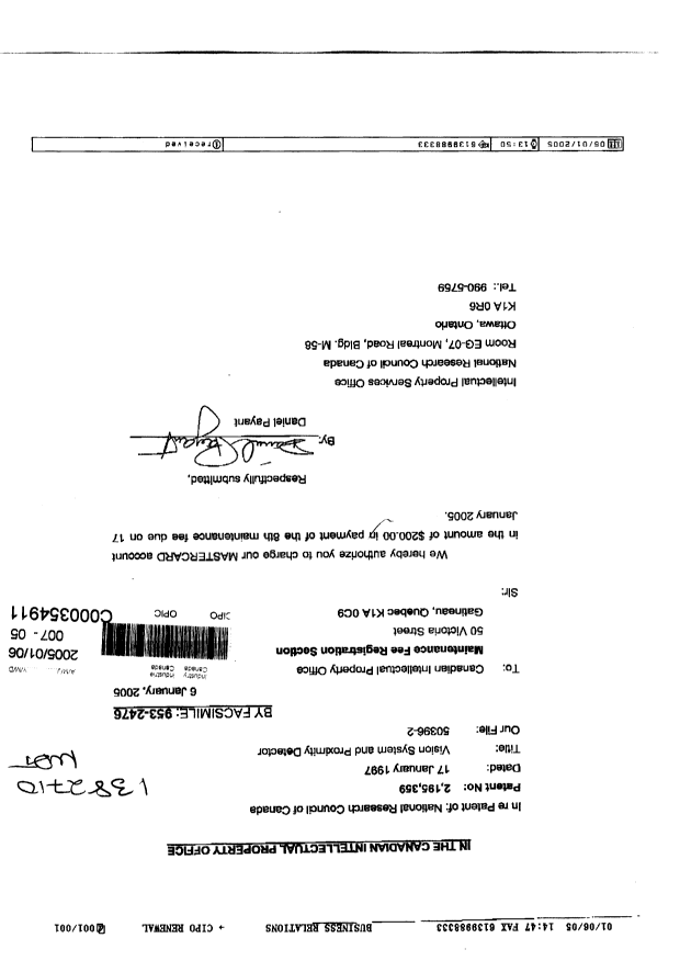 Document de brevet canadien 2195359. Taxes 20041206. Image 1 de 1