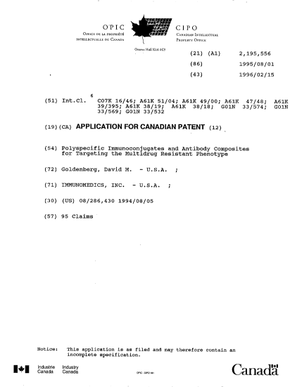 Document de brevet canadien 2195556. Page couverture 19970505. Image 1 de 1