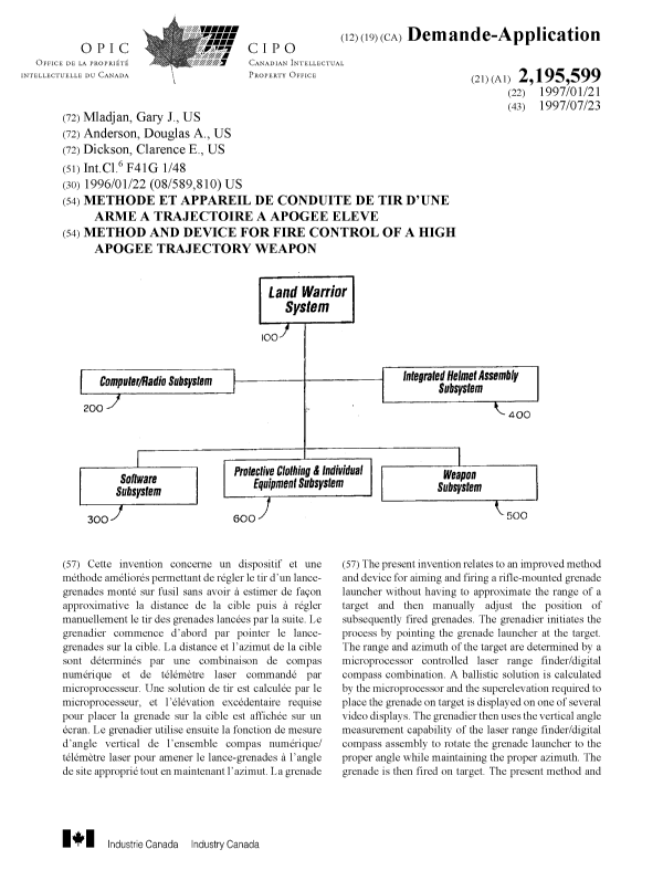 Document de brevet canadien 2195599. Page couverture 19980807. Image 1 de 2