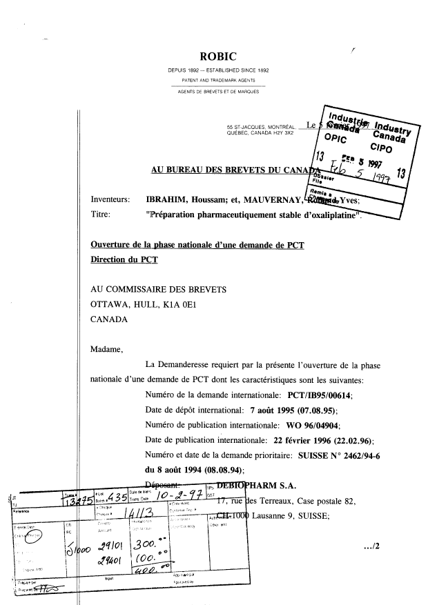 Document de brevet canadien 2196922. Cession 19970225. Image 1 de 9