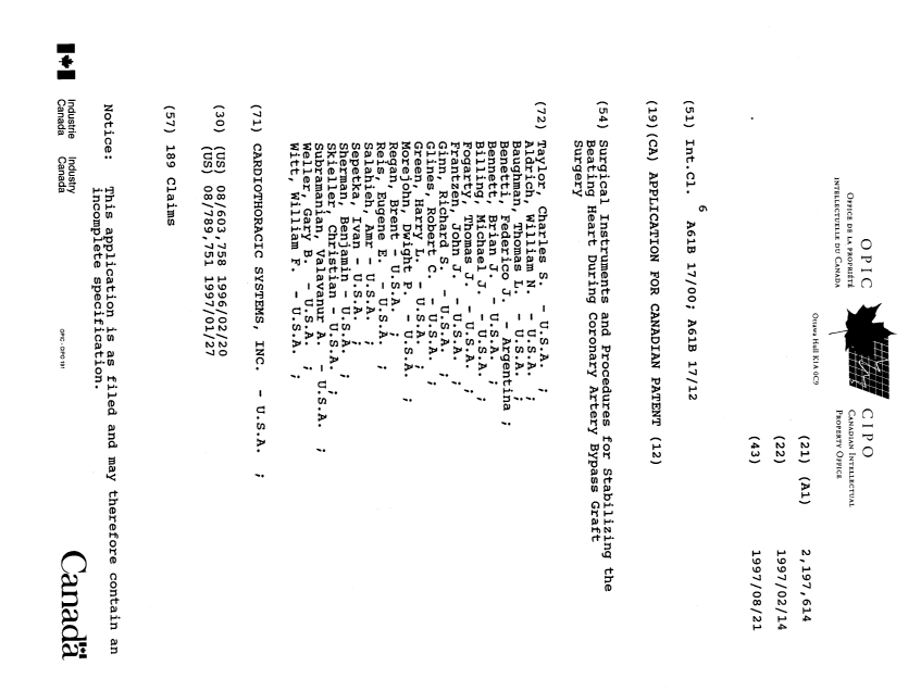 Canadian Patent Document 2197614. Cover Page 19970520. Image 1 of 1
