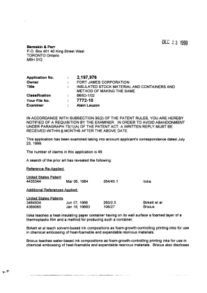Canadian Patent Document 2197976. Prosecution-Amendment 19991223. Image 1 of 3