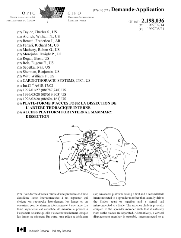 Document de brevet canadien 2198036. Page couverture 19971008. Image 1 de 2