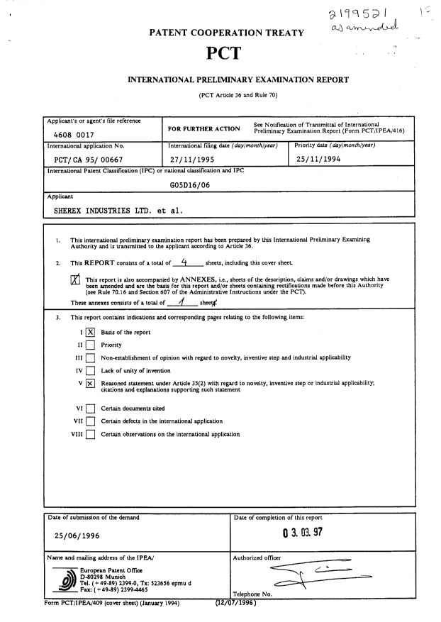 Document de brevet canadien 2199521. PCT 19980225. Image 1 de 4