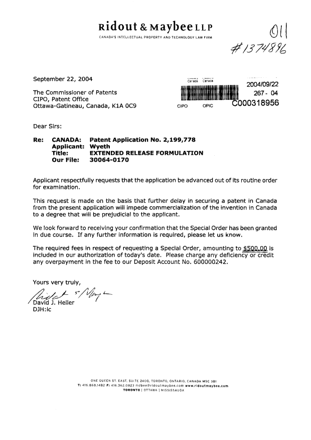 Canadian Patent Document 2199778. Correspondence 20031222. Image 1 of 1
