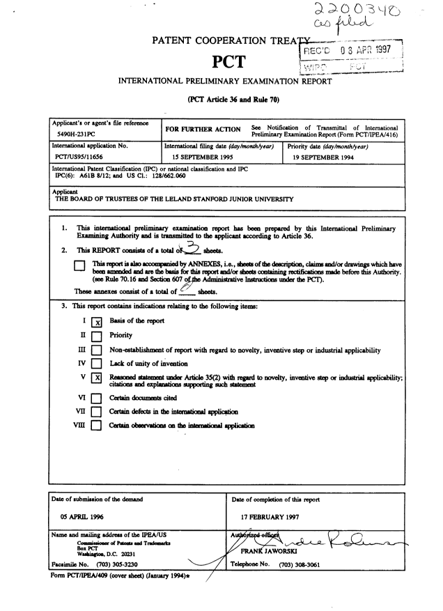 Document de brevet canadien 2200340. PCT 19970815. Image 1 de 3