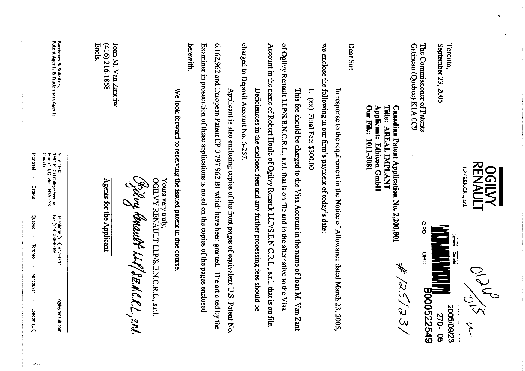 Document de brevet canadien 2200801. Poursuite-Amendment 20041223. Image 1 de 1