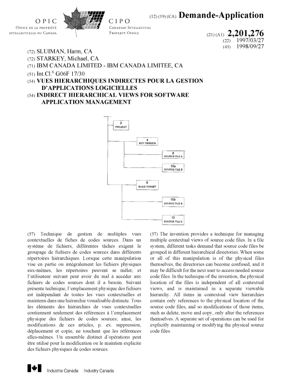 Document de brevet canadien 2201276. Page couverture 19980918. Image 1 de 1