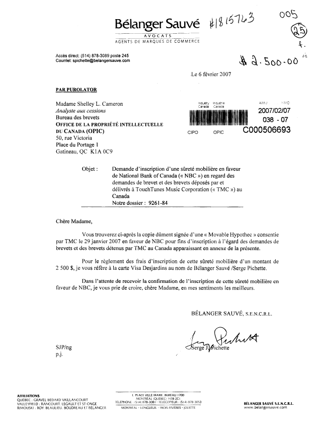Canadian Patent Document 2201913. Assignment 20070207. Image 1 of 59