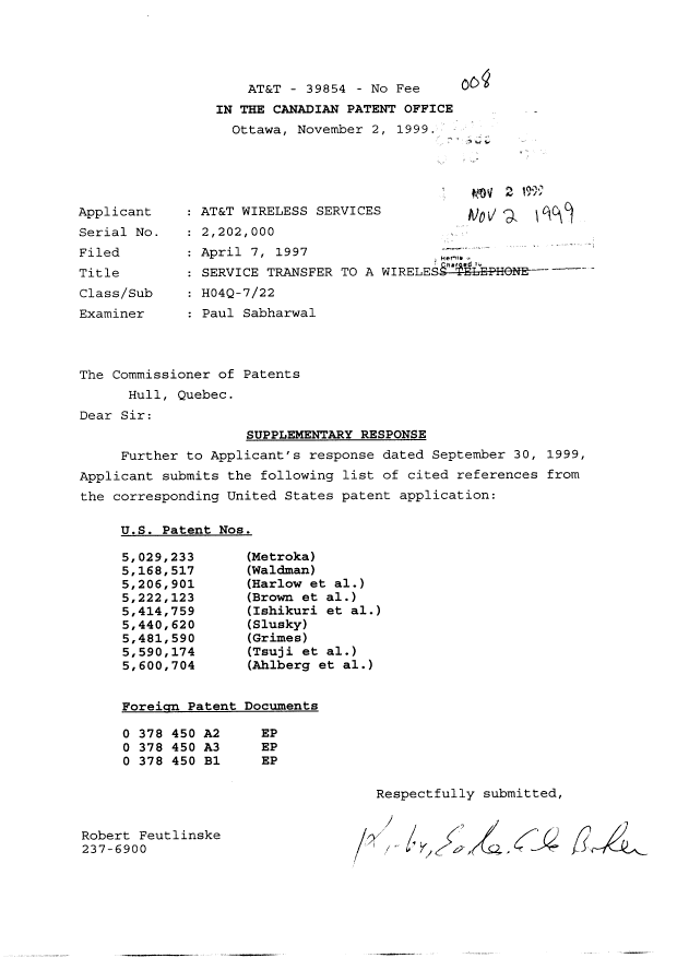 Canadian Patent Document 2202000. Prosecution-Amendment 19981202. Image 1 of 1