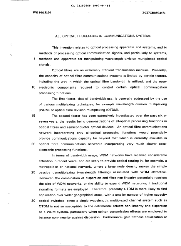 Document de brevet canadien 2202660. Description 19970414. Image 1 de 14