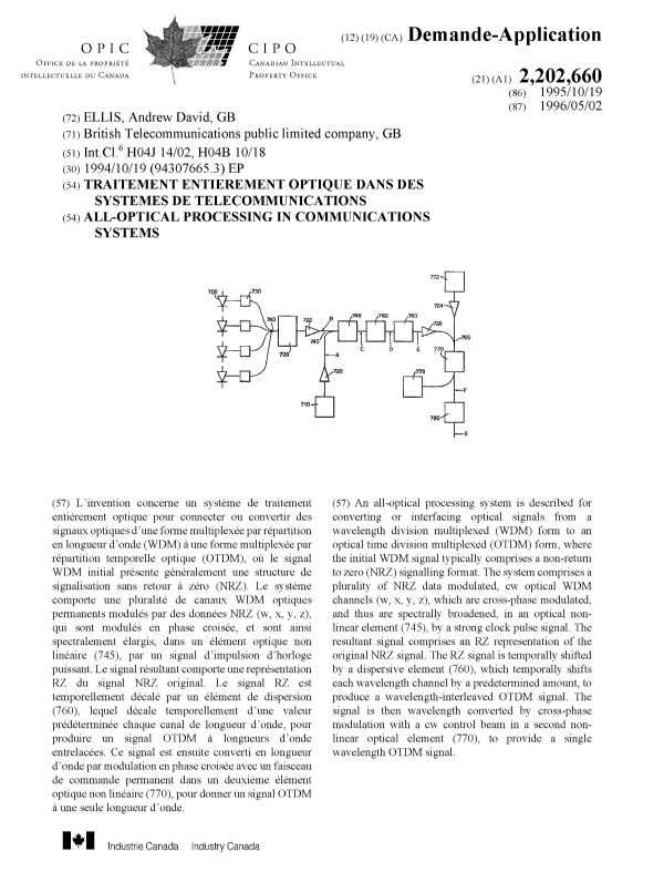 Document de brevet canadien 2202660. Page couverture 19970808. Image 1 de 1