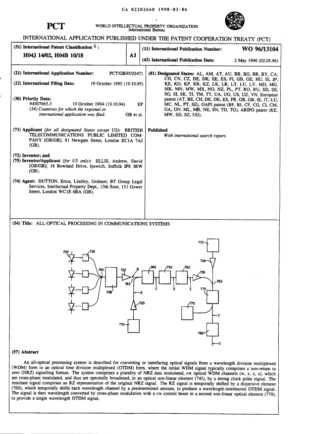 Document de brevet canadien 2202660. Abrégé 19980306. Image 1 de 1