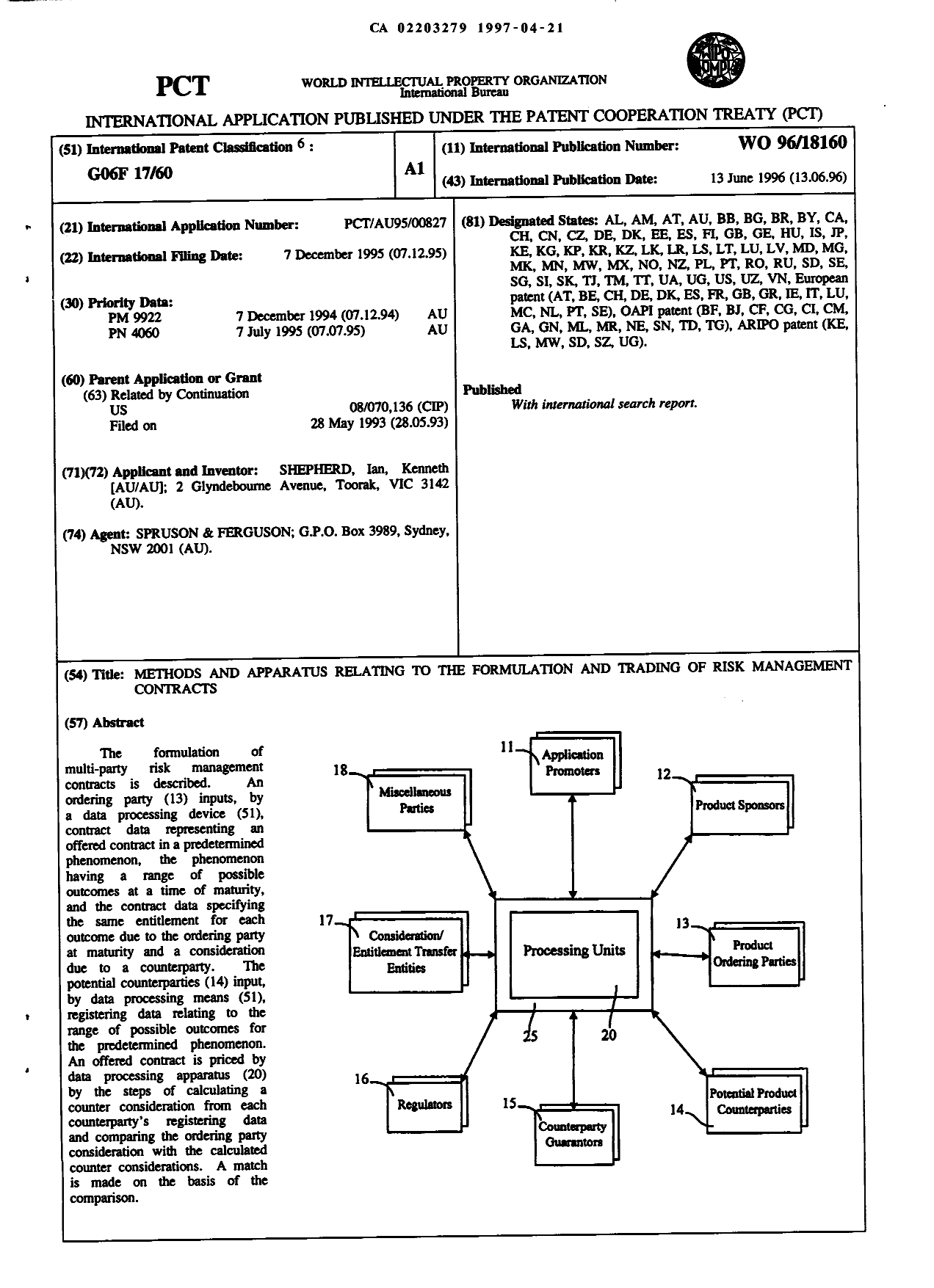 Canadian Patent Document 2203279. Abstract 19961221. Image 1 of 1
