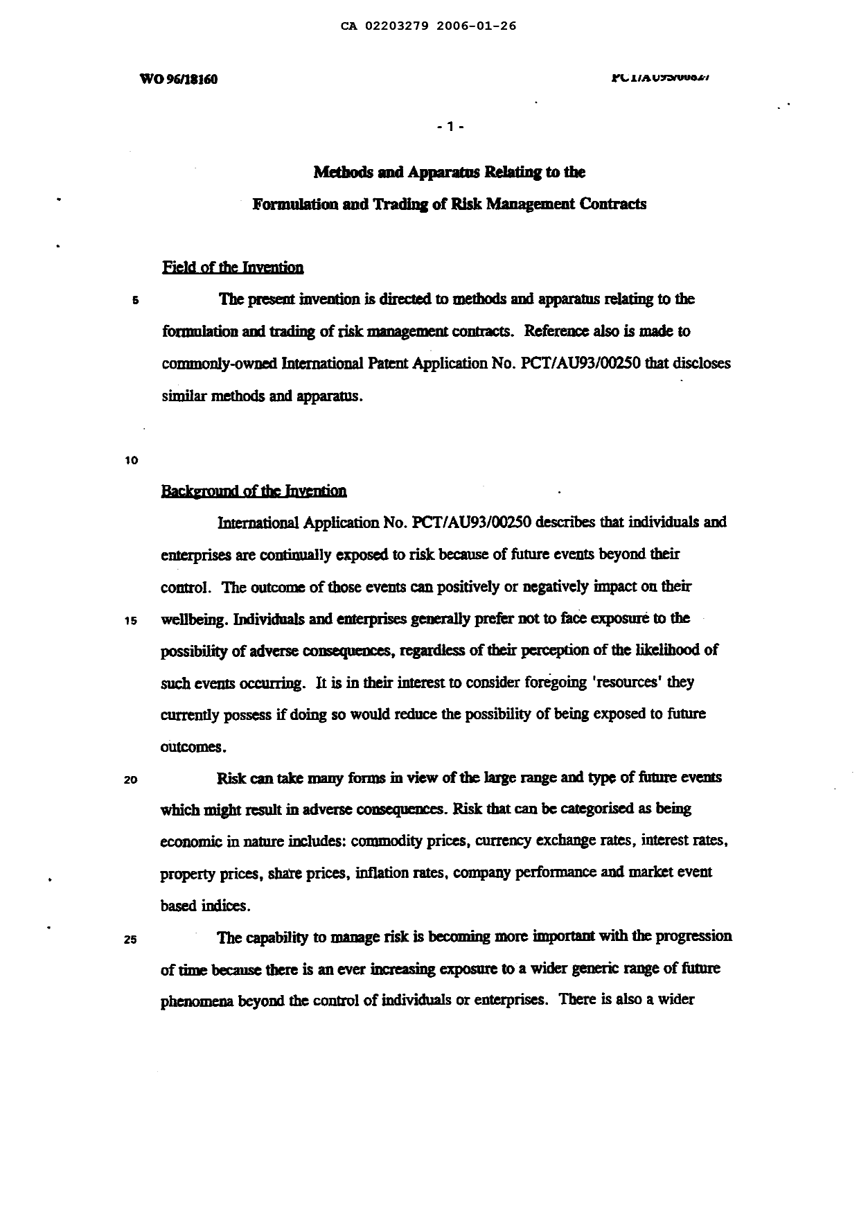 Canadian Patent Document 2203279. Description 20051226. Image 1 of 49