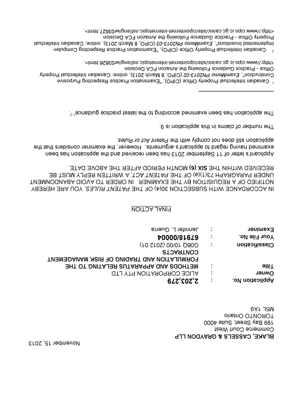 Canadian Patent Document 2203279. Prosecution-Amendment 20121215. Image 1 of 5
