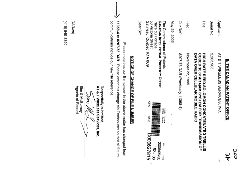 Canadian Patent Document 2203903. Correspondence 20060530. Image 1 of 1