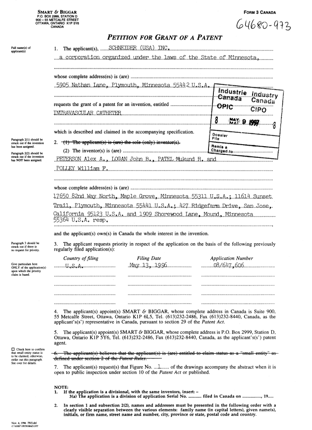 Canadian Patent Document 2204932. Assignment 19970509. Image 2 of 9