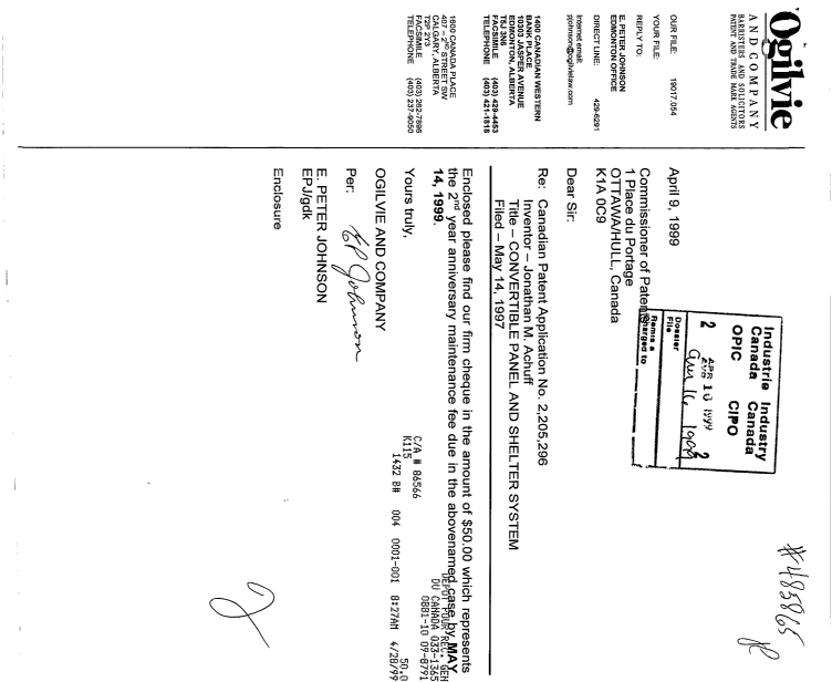 Document de brevet canadien 2205296. Taxes 19990416. Image 1 de 1