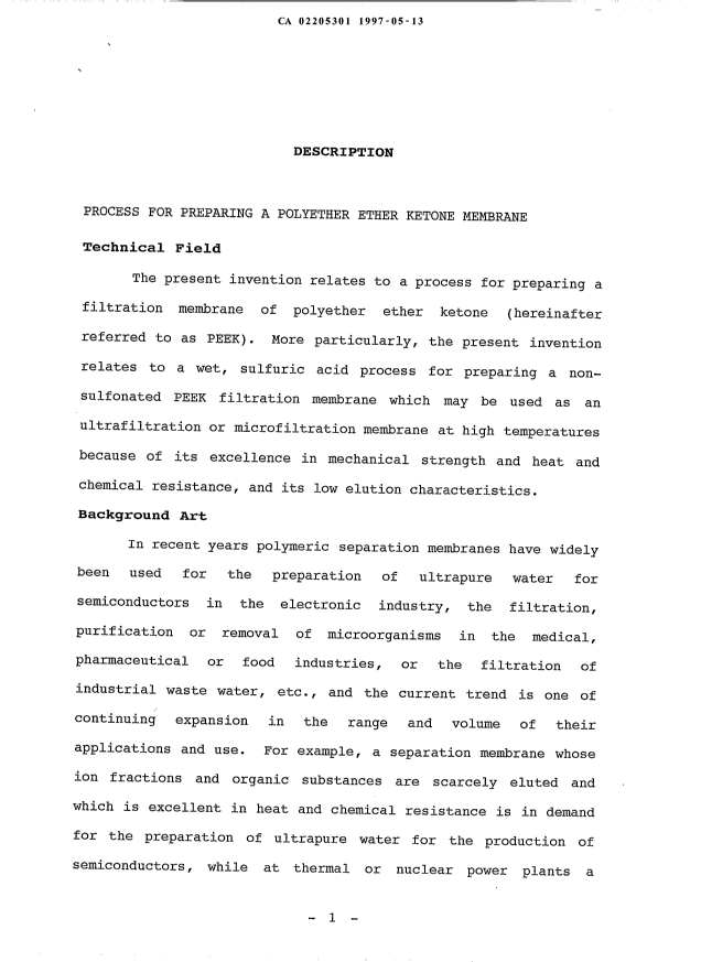 Document de brevet canadien 2205301. Description 19970513. Image 1 de 54