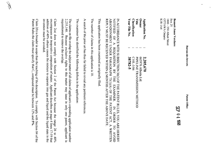 Canadian Patent Document 2205670. Prosecution-Amendment 19971204. Image 1 of 2
