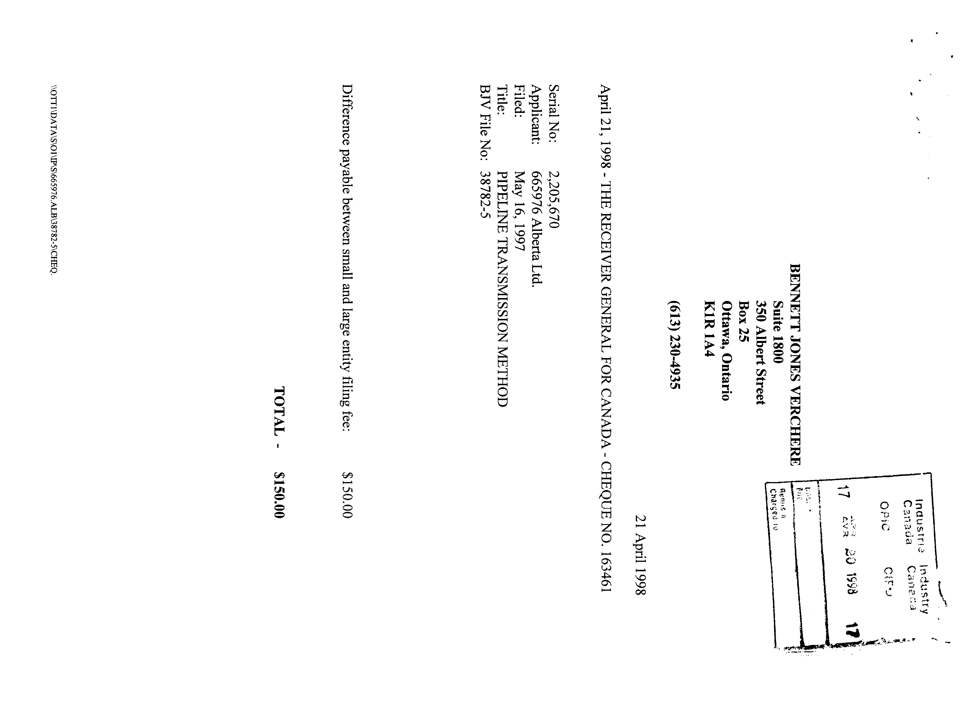 Canadian Patent Document 2205670. Correspondence 19971220. Image 2 of 2