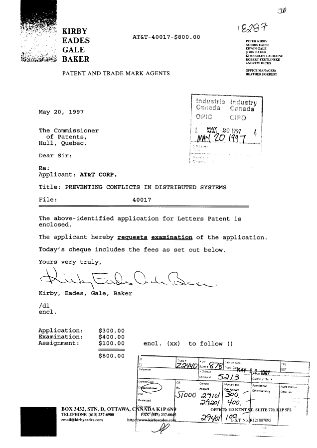 Document de brevet canadien 2205725. Cession 19970520. Image 1 de 8
