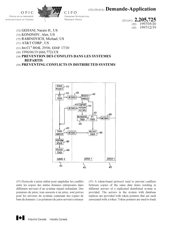 Document de brevet canadien 2205725. Page couverture 19980205. Image 1 de 2