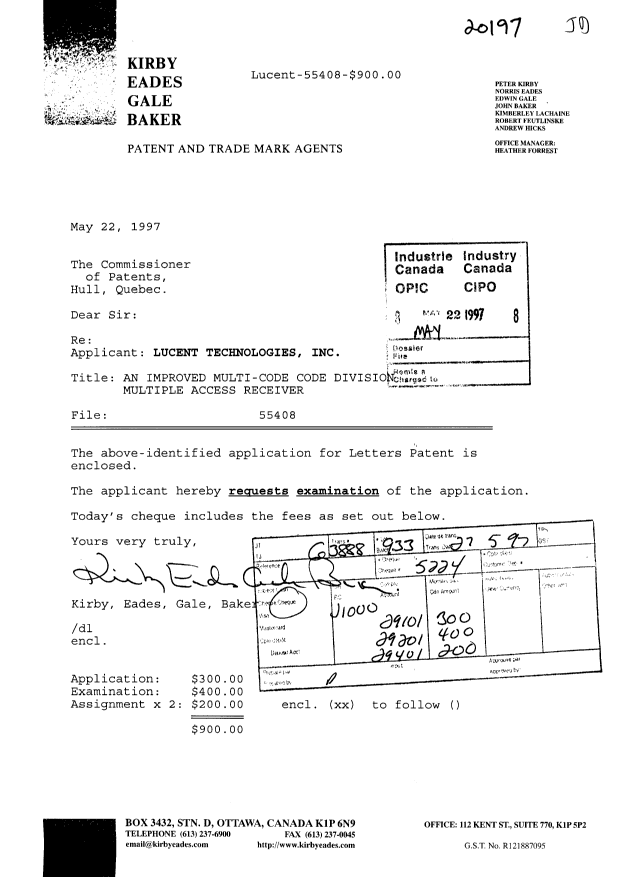 Document de brevet canadien 2205818. Cession 19970522. Image 1 de 22