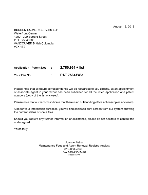 Canadian Patent Document 2206896. Correspondence 20121215. Image 1 of 1