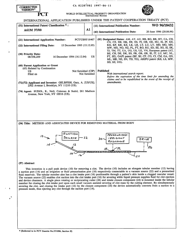 Canadian Patent Document 2207502. Abstract 19970611. Image 1 of 1
