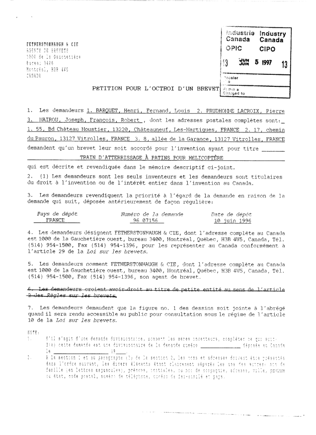 Document de brevet canadien 2207787. Cession 19970605. Image 3 de 3