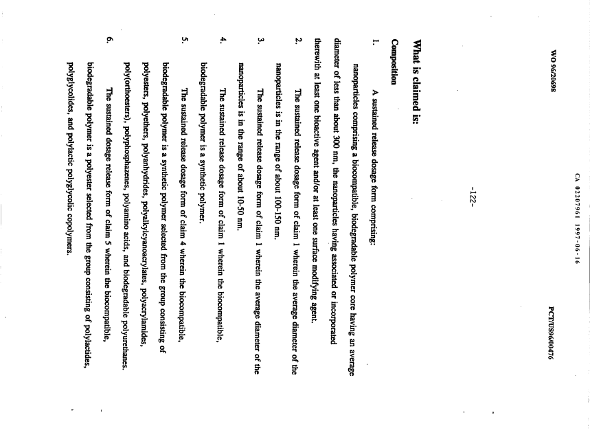Document de brevet canadien 2207961. Revendications 19961216. Image 1 de 26