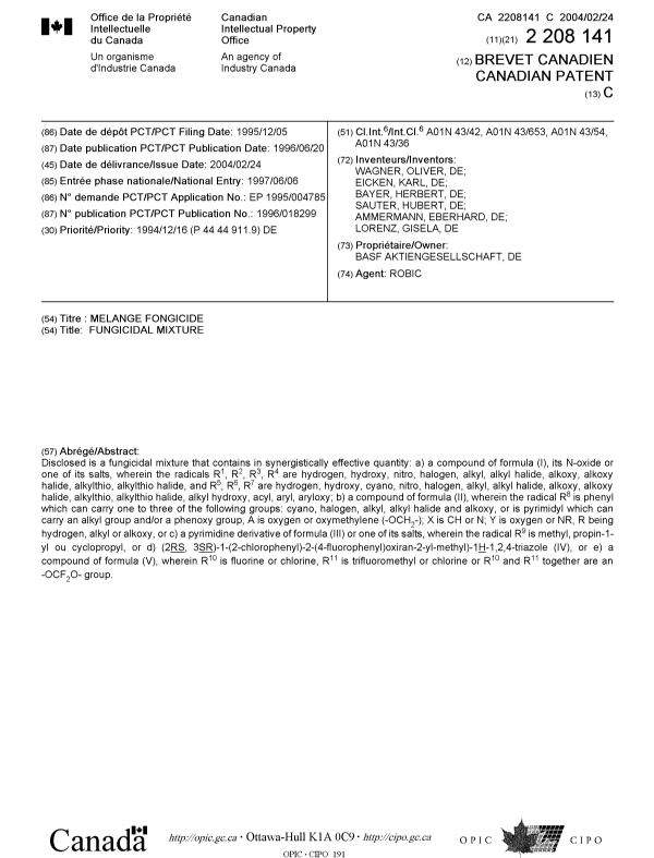 Document de brevet canadien 2208141. Page couverture 20040122. Image 1 de 1
