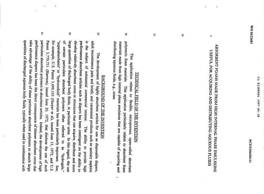 Document de brevet canadien 2208506. Description 19970620. Image 1 de 47