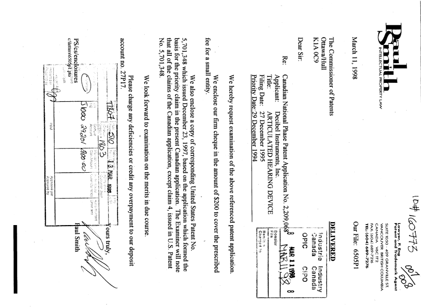 Canadian Patent Document 2209068. Prosecution-Amendment 19980311. Image 1 of 1