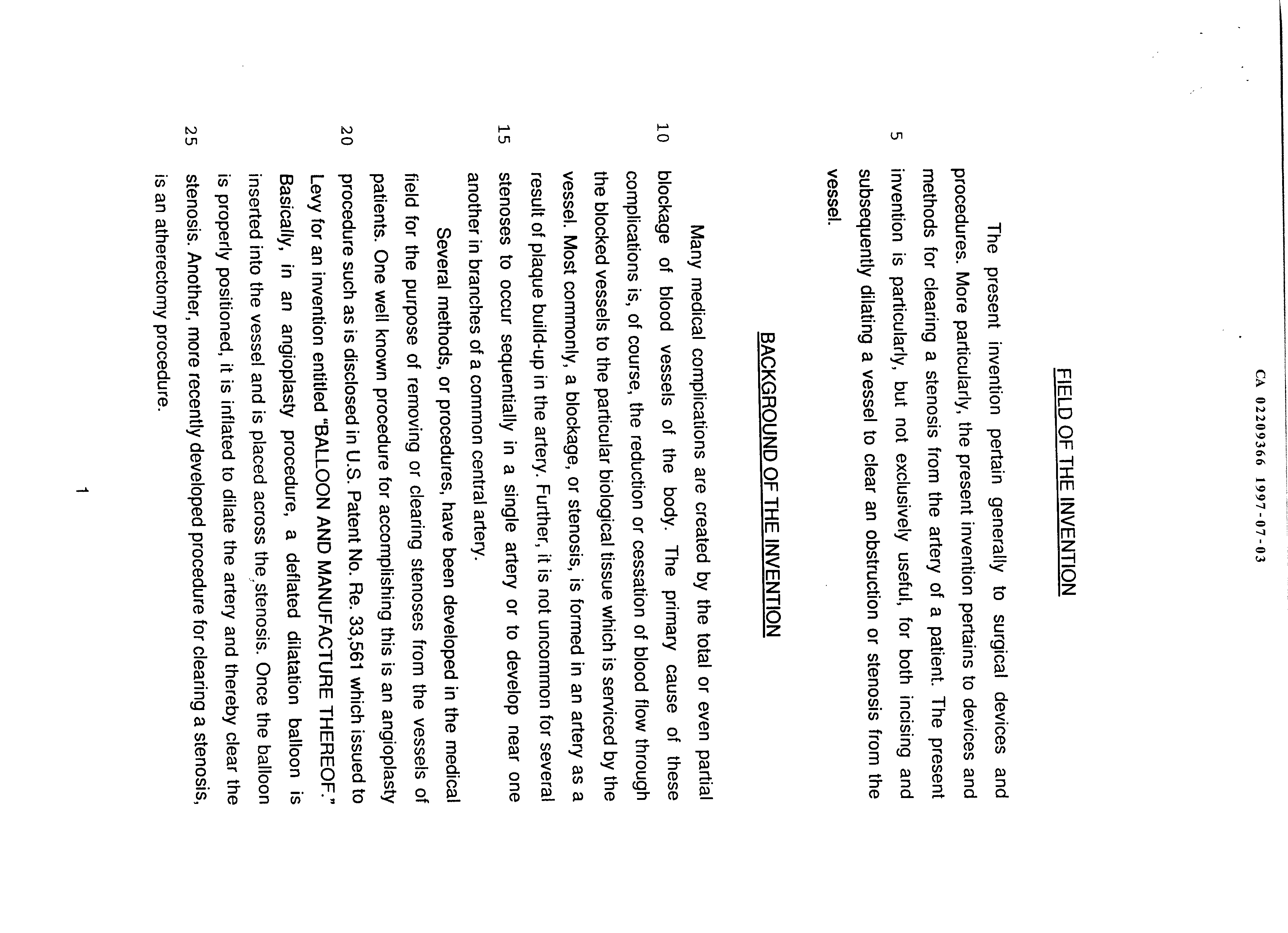 Canadian Patent Document 2209366. Description 19961203. Image 1 of 11