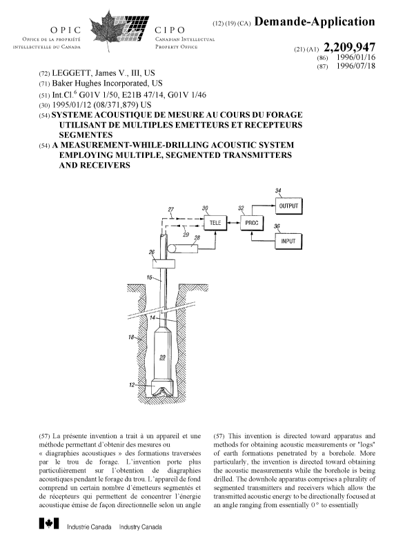 Document de brevet canadien 2209947. Page couverture 19971127. Image 1 de 2