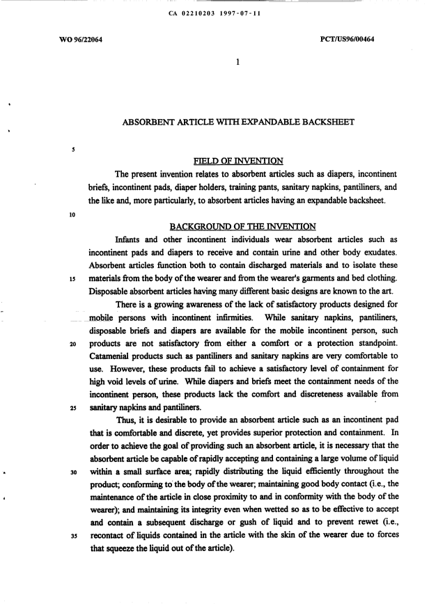 Canadian Patent Document 2210203. Description 20000308. Image 1 of 12