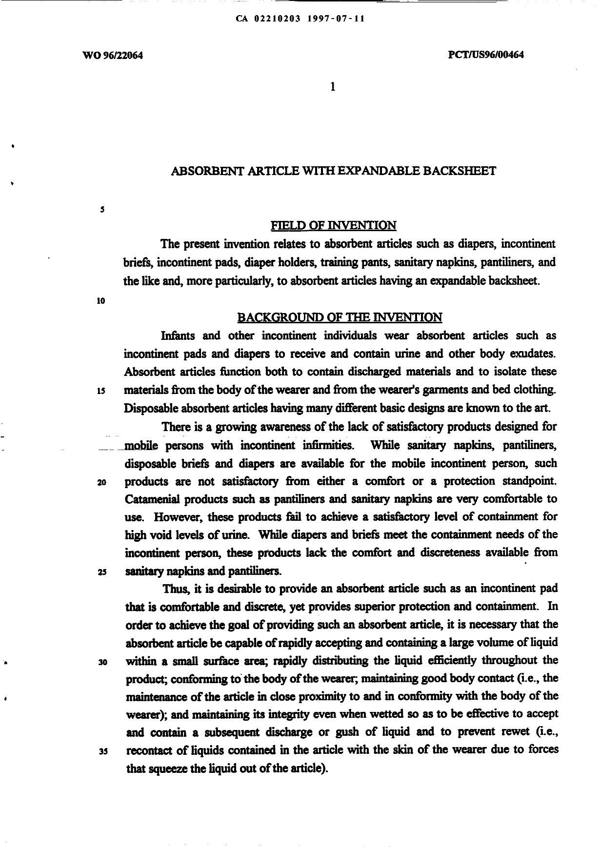 Canadian Patent Document 2210203. Description 20000308. Image 1 of 12