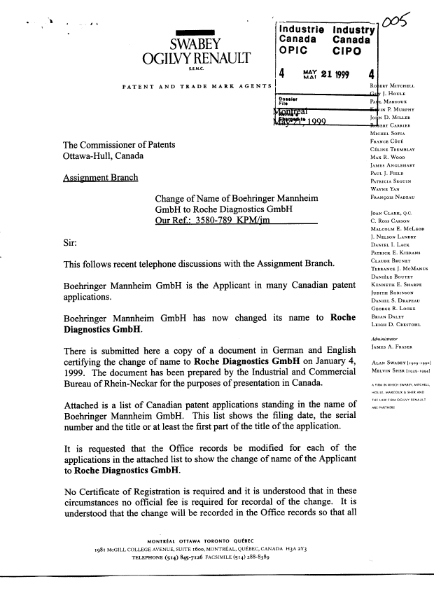 Document de brevet canadien 2210620. Cession 19990521. Image 1 de 9